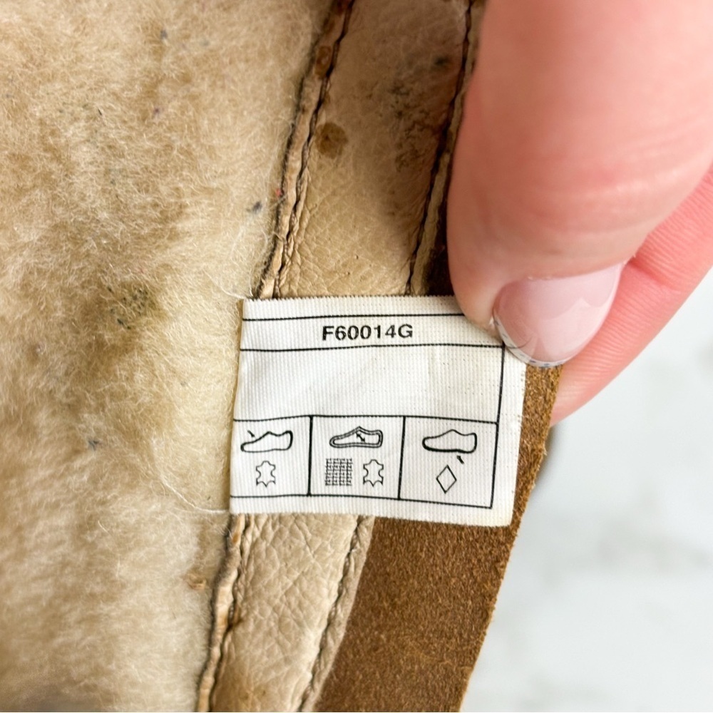 UGG Kaleen Chestnut Leather Sherpa Lined Mid Calf Boot Sz 8 - Picture 12 of 13